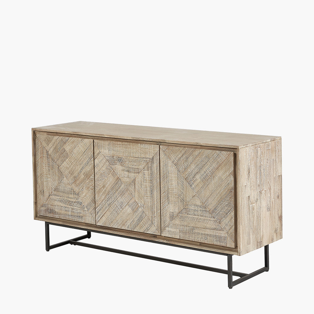 Marca Sand Wash Acacia Wood & Black Metal Sideboard